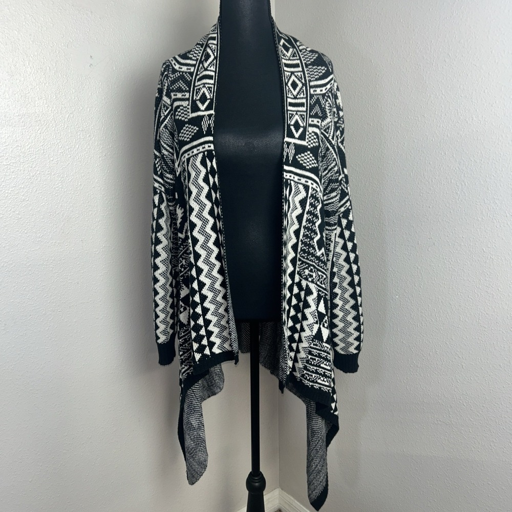 Mossimo Supply Co. Aztec Print Knit Open Front Cardigan Sweater XL High to Low